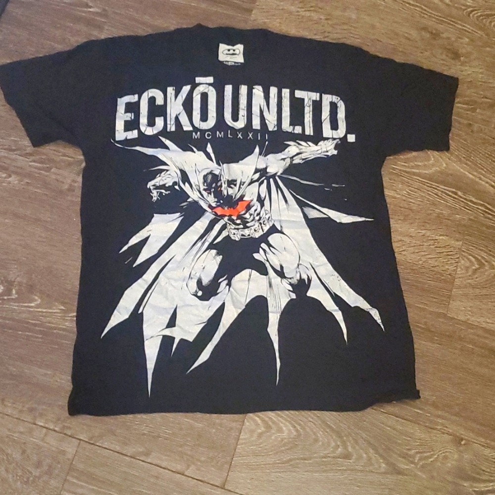 Ecko Unltd T-Shirt Men's Large Black Short Sleeve Crew Neck Batman Silver Logo